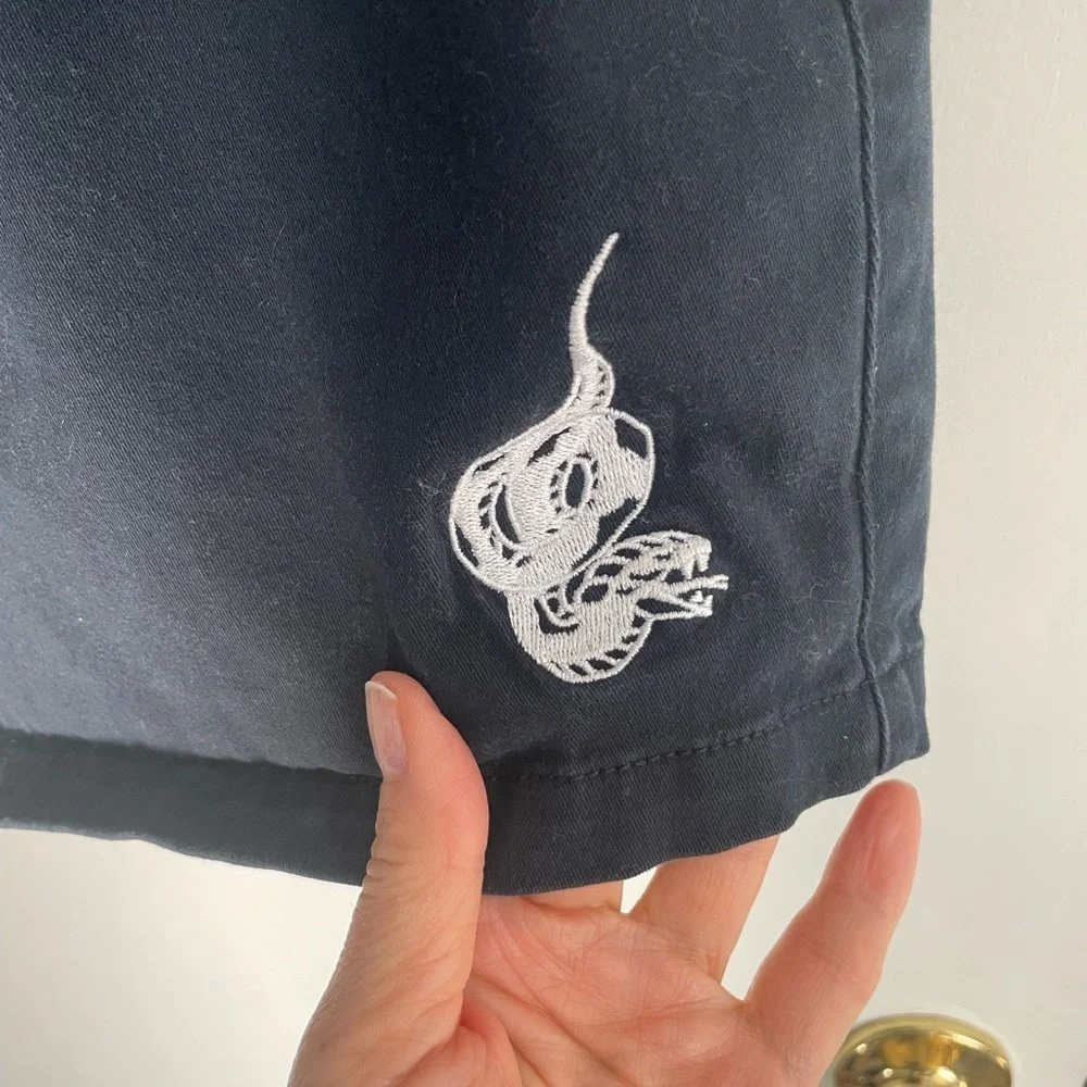 Men's Navy Born Dead Clothing Shorts with Snake Embroidery in size 32